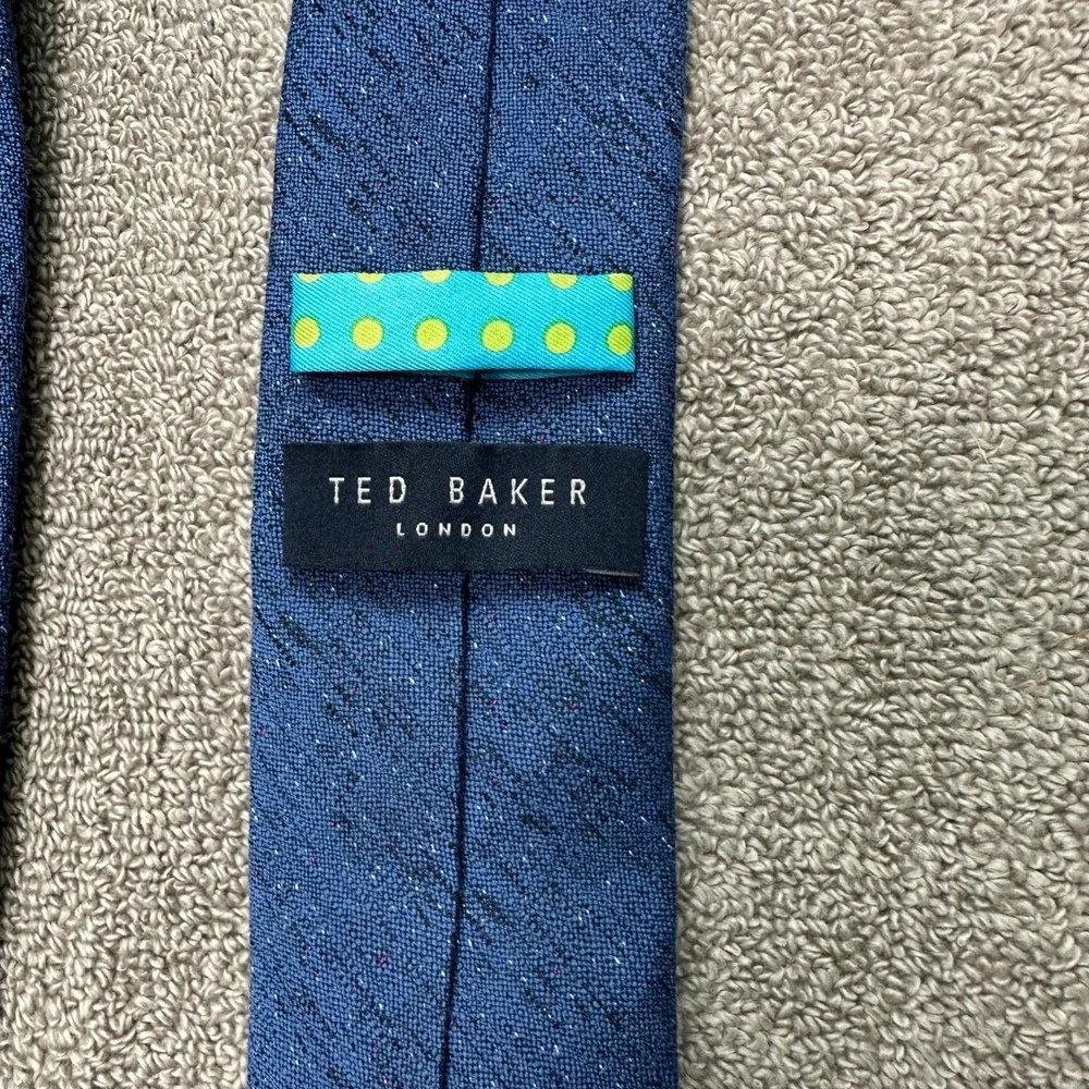 Ted Baker London Mens Blue Wool Silk Blend Textured Flecked Skinny Tie 2.75